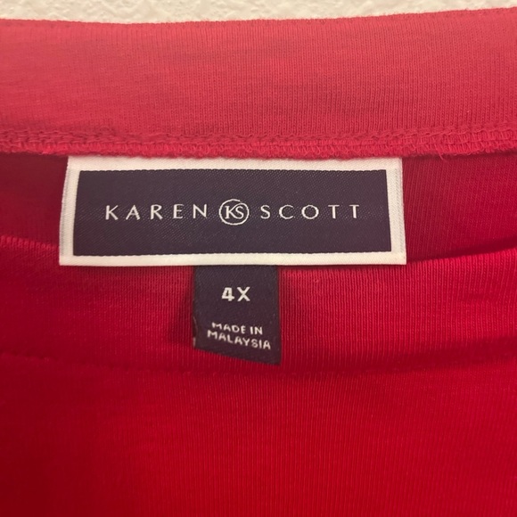 Karen Scott Red Short Sleeve Cotton Top | Size 4X - Picture 10 of 11